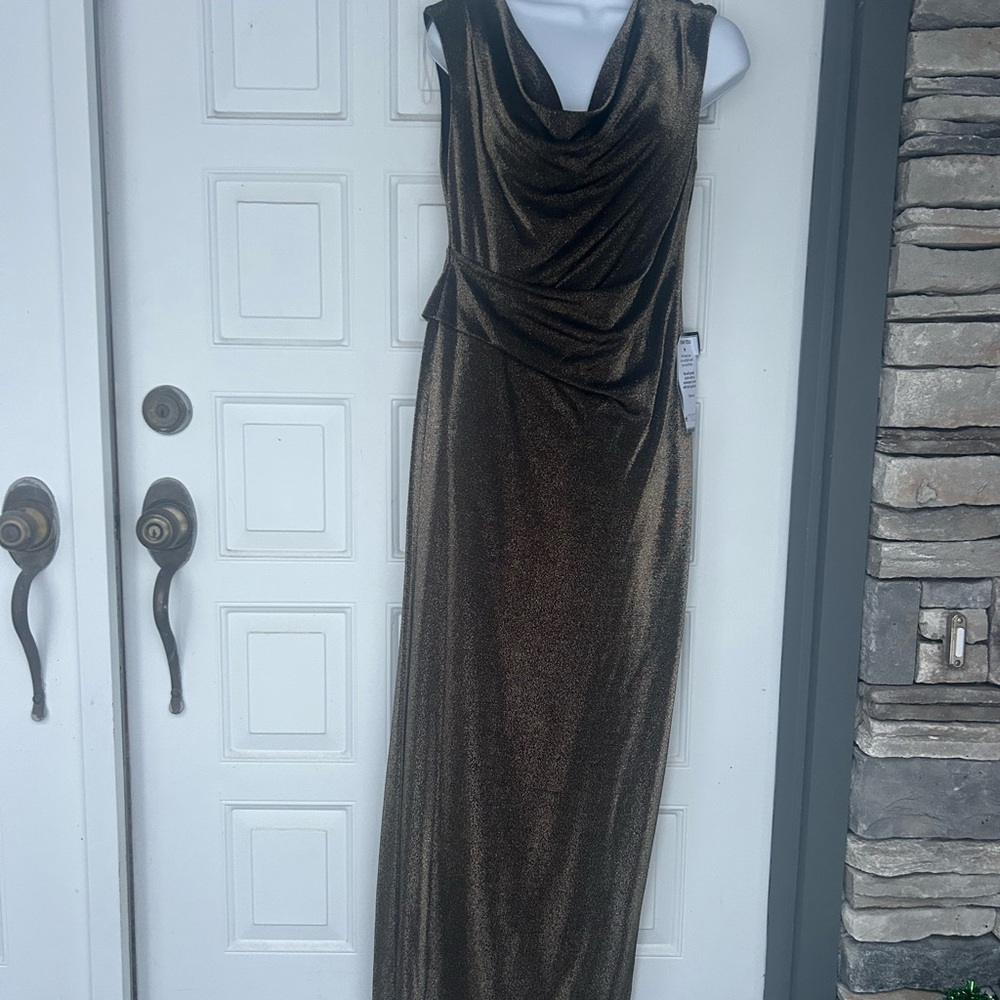 Connected Apparel Metallic Maxi Dress NWT